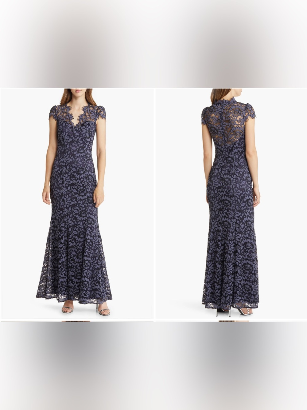 Eliza J illusion Cap Sleeve Gown - Picture 5 of 16